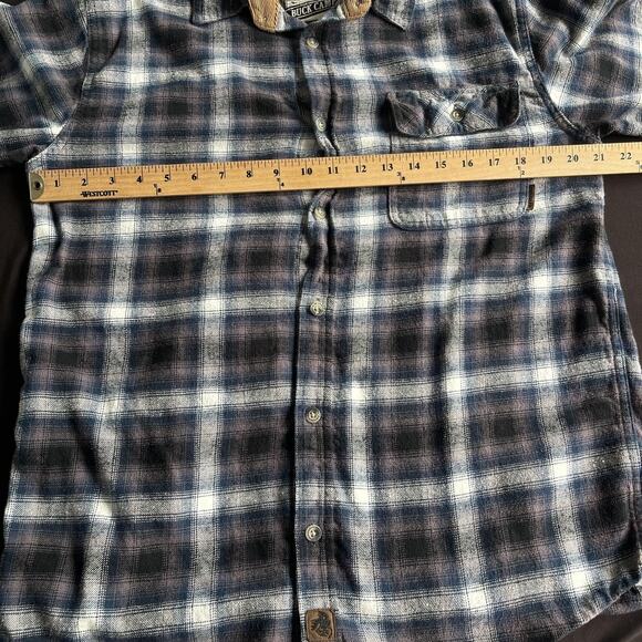 Legendary Whitetails Shirt Mens Medium Blue Gray Plaid Buck Camp Flannel Hunting - Picture 8 of 9